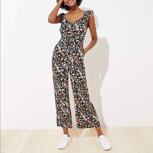 LOFT Petite Lily Ruffle Tie Front Jumpsuit